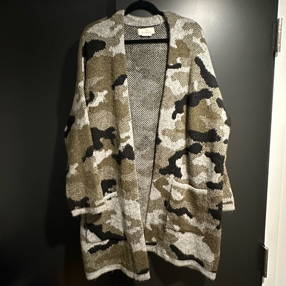 Anthropologie Camo Cardigan
